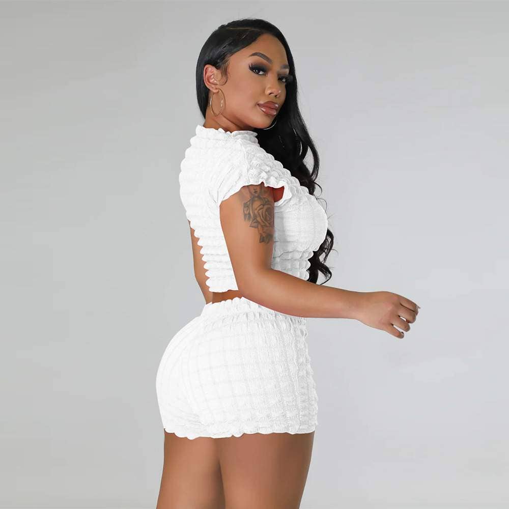 Fashion Combination – wholesale Top & skirt set – Women's – bubble set casual sleeve women sets1