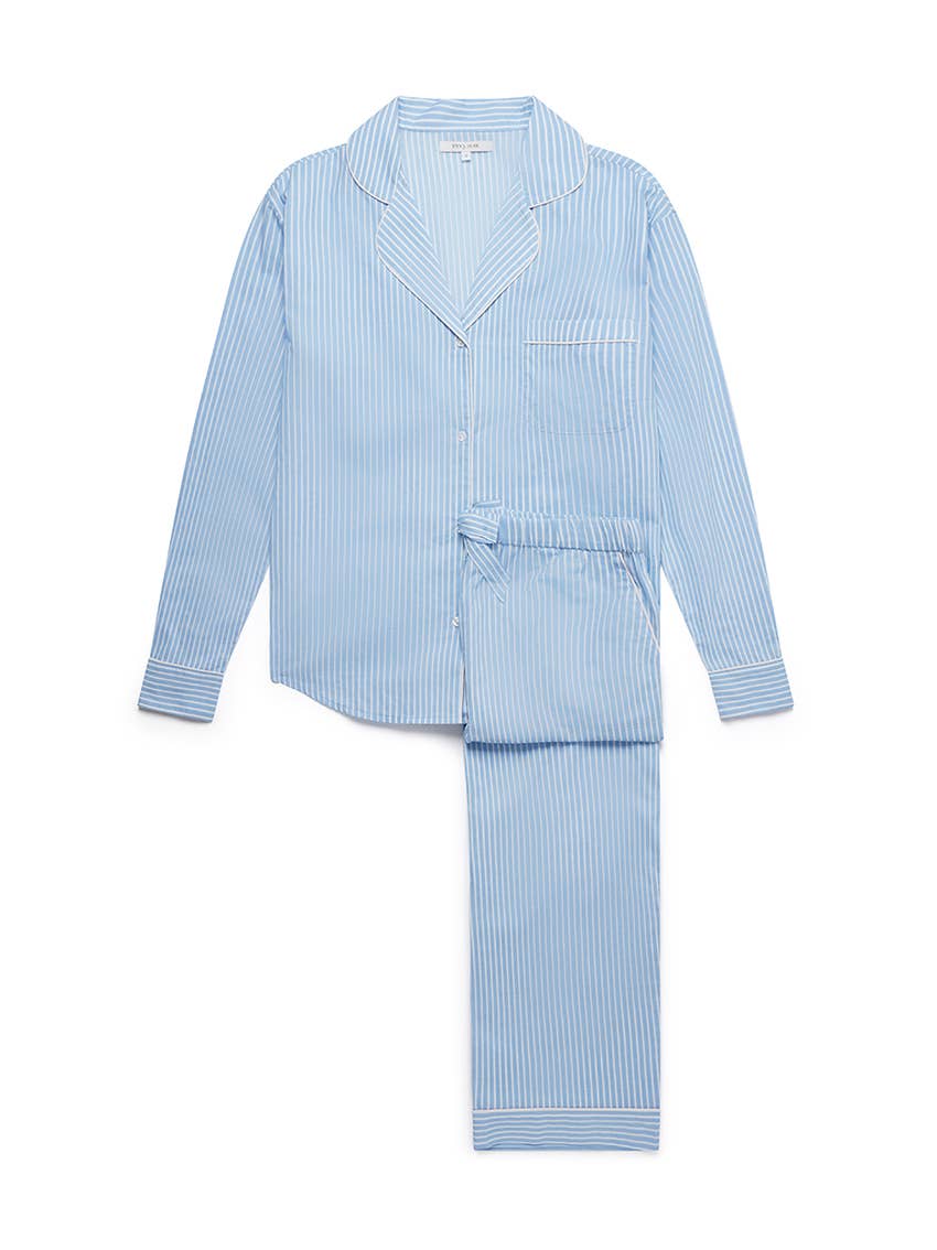 Commodities Trading (UK) Limited (Myza) - Wholesale Sleepwear Set - Women's - Blue Stripe Women's Organic Cotton Pyjama Trouser Set3