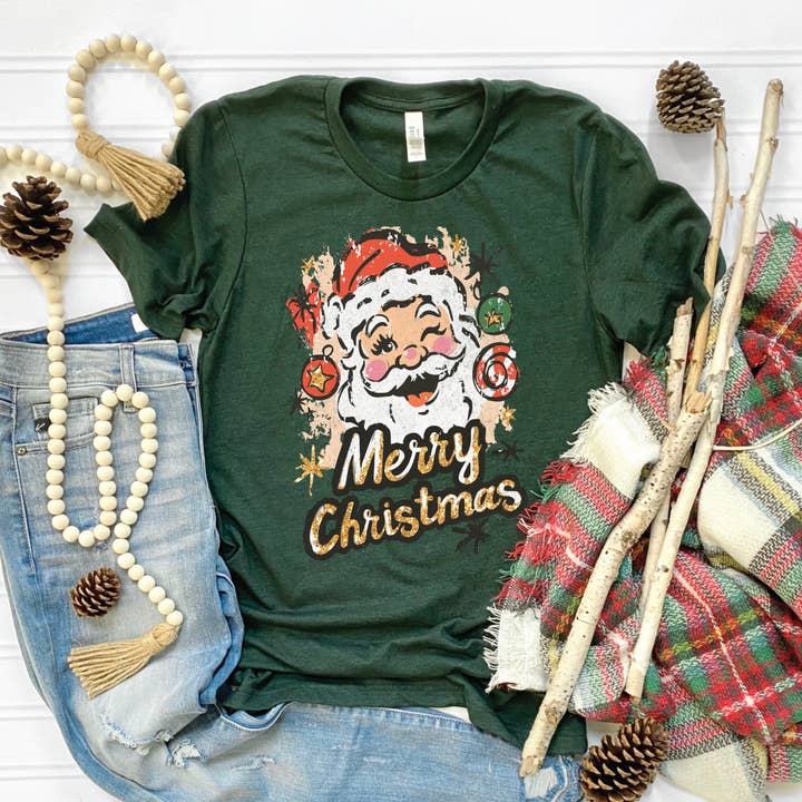 Merry Christmas Santa Graphic T-Shirt for wholesale by Southern Attitude Designs Inc
