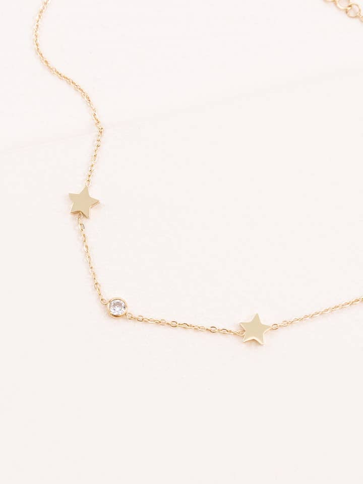 Starry Eyed Rhinestone Anklet | Gold for wholesale by Lovoda