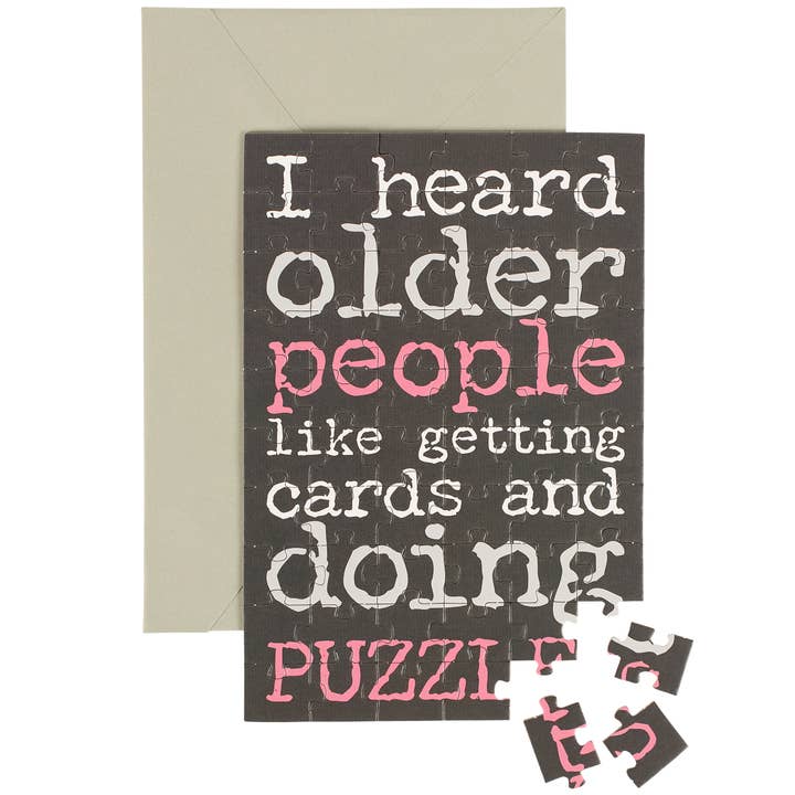 Primitives by Kathy - Wholesale Everyday Greeting Card - Doing Puzzles Puzzle Card