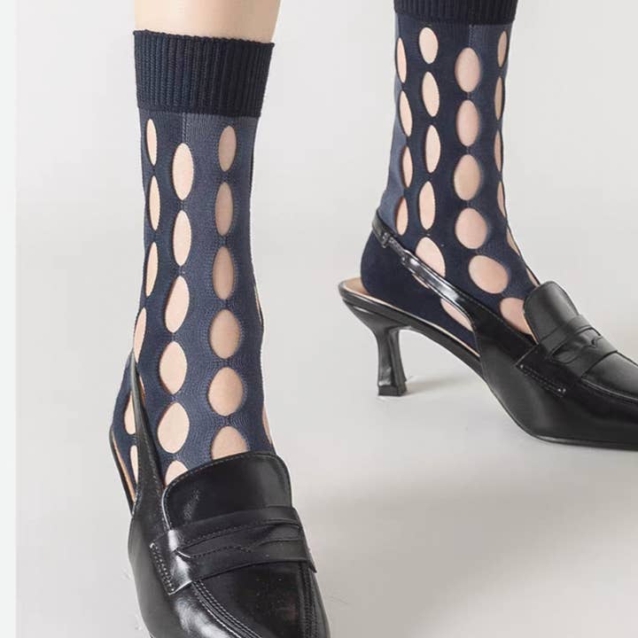 Elegance Oval Cut-Out Mesh Socks for wholesale by LadyJuneAccessories