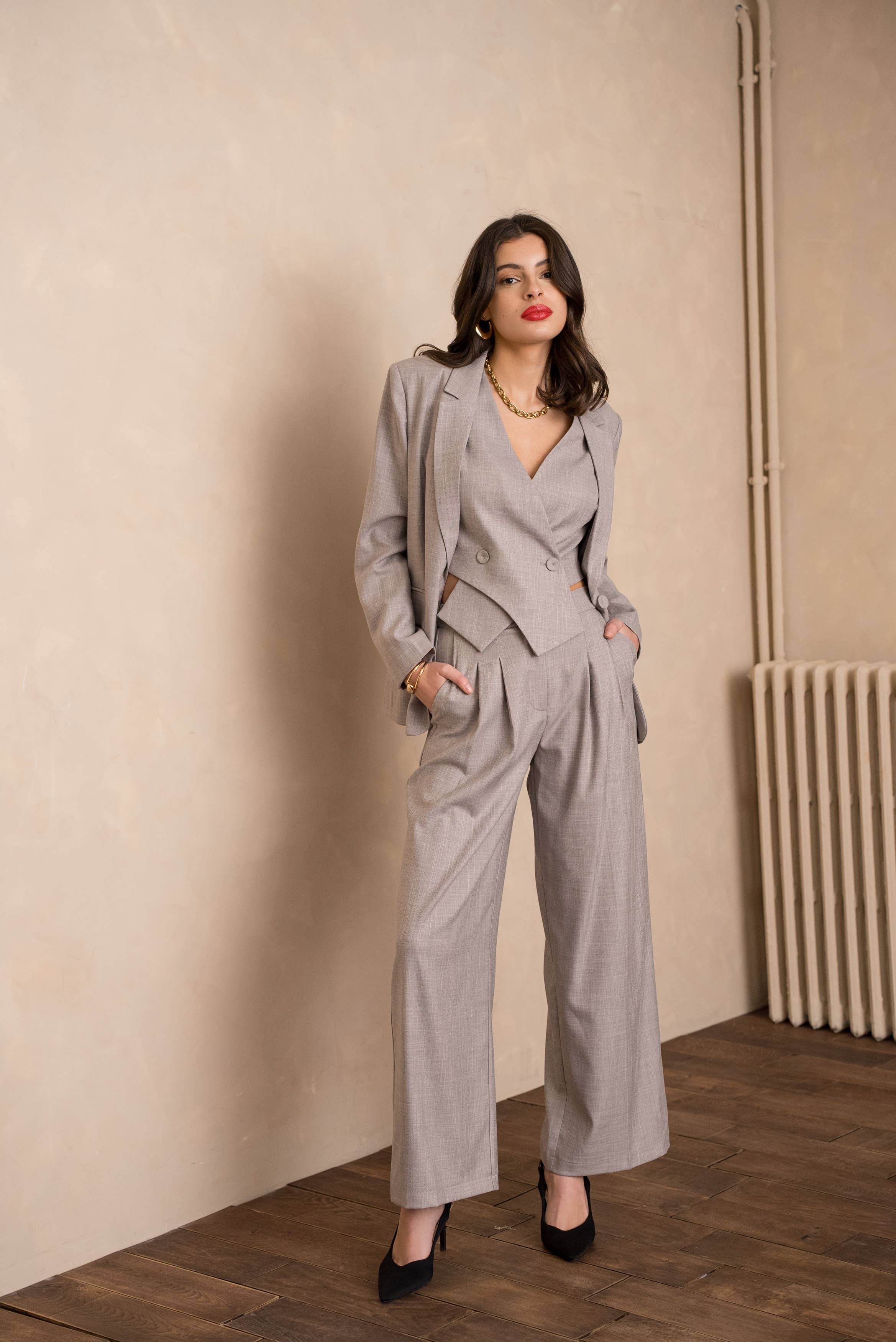 LULUMARY - Vendita all'ingrosso Gilè elegante - Donna - Gilet smanicato doppiopetto GL00323