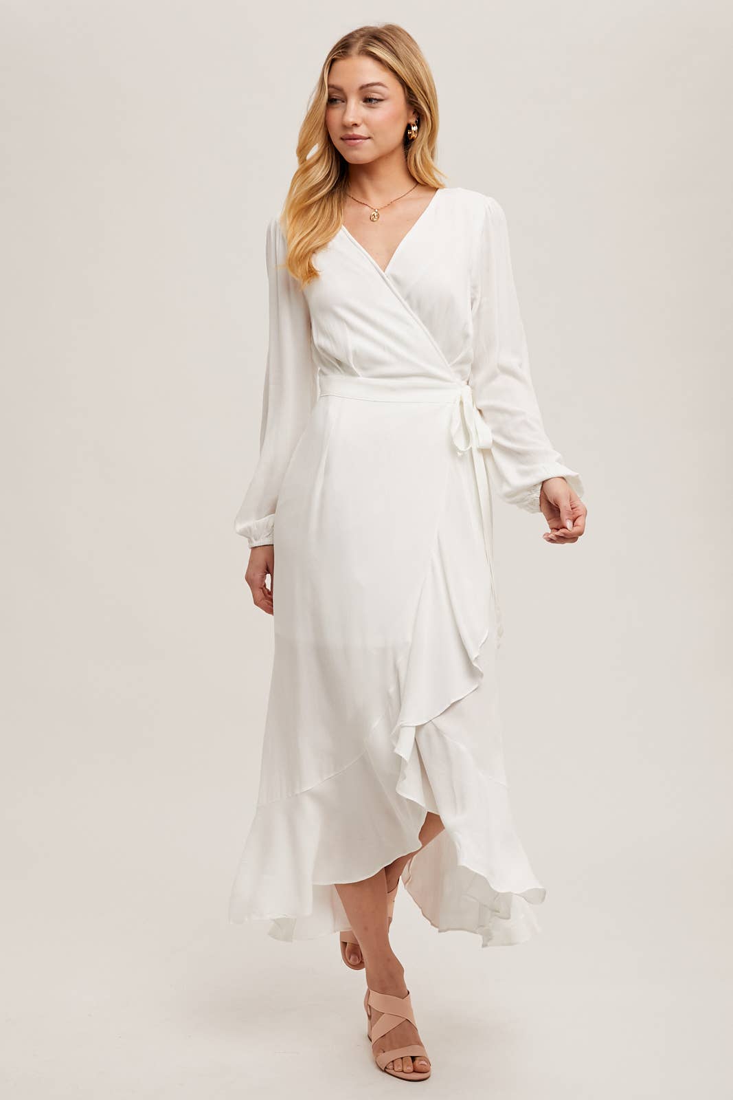Bluivy – wholesale Dress – Women's – RUFFLE HEM MAXI WRAP DRESS2