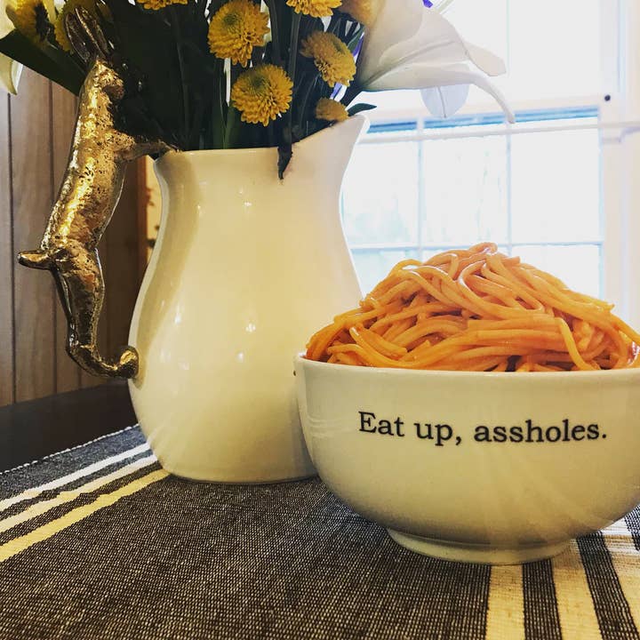 Buffalovely - Wholesale Bowl - Eat Up, Assholes Ceramic Snack, Cereal or Ice Cream Bowl