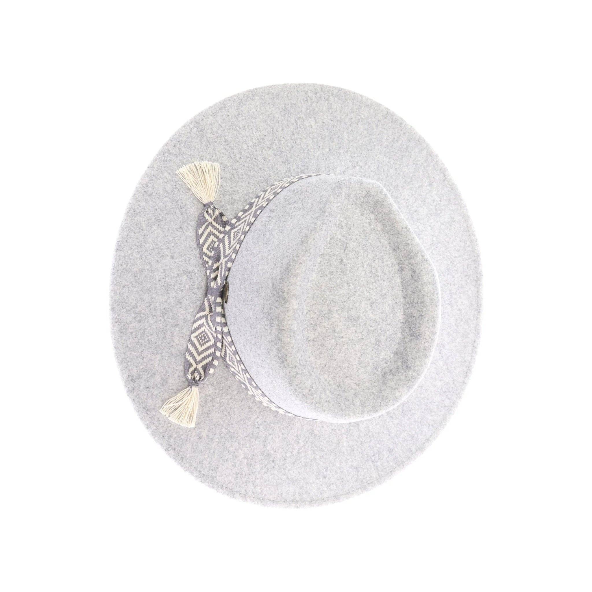 MiMi Wholesale - Wholesale Fedora - Women's - WF3 Lauren Felt Panama Brim Hat With Aztec Trim Band3