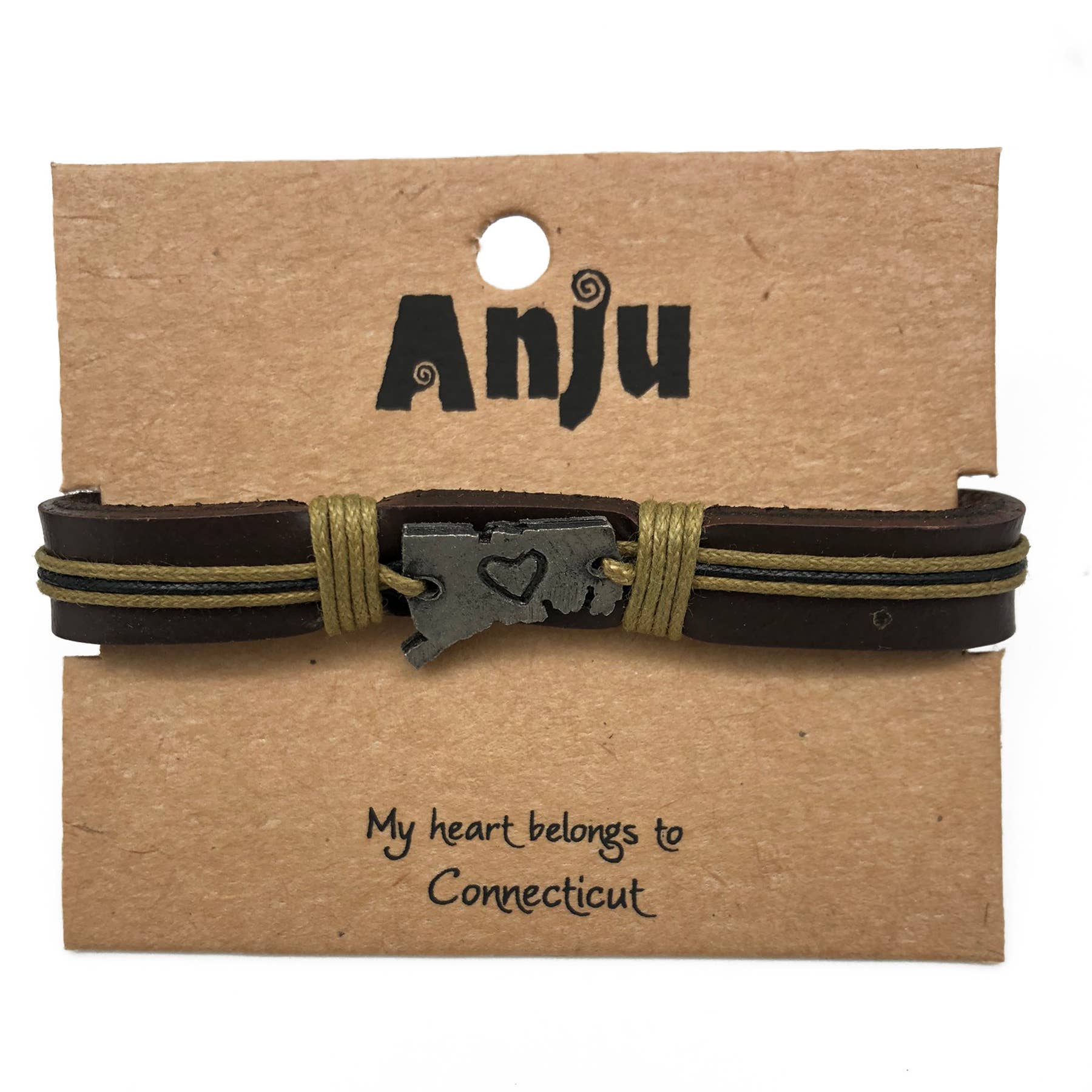 Anju Jewelry – Großhandel Armband mit Charms/Anhängern – Home State Schmuck - Zinn Lederarmband5