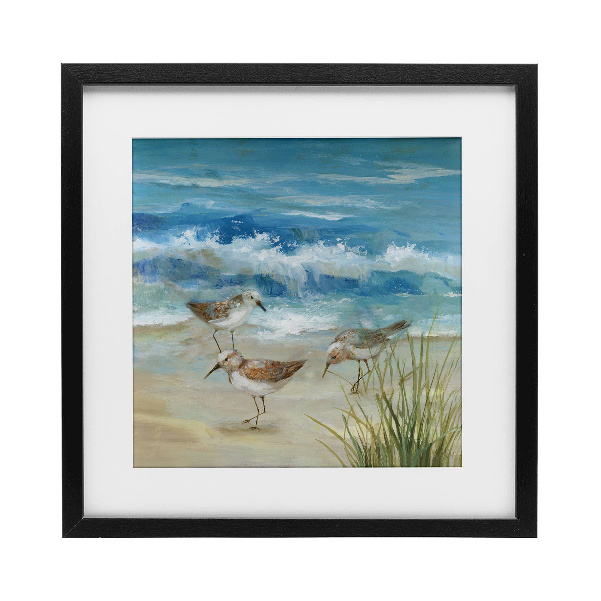 Stupell Industries - Wholesale Wall Sign - Beach Sandpiper Gathering - Print Under Glass Wall Art0
