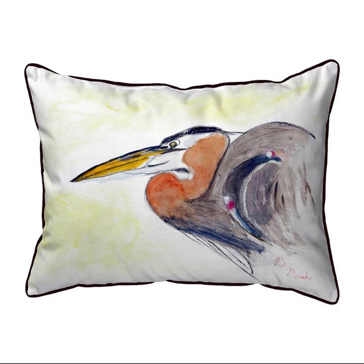 Almohada con cordón Heron Portrait para venta al por mayor de Betsy Drake Interiors