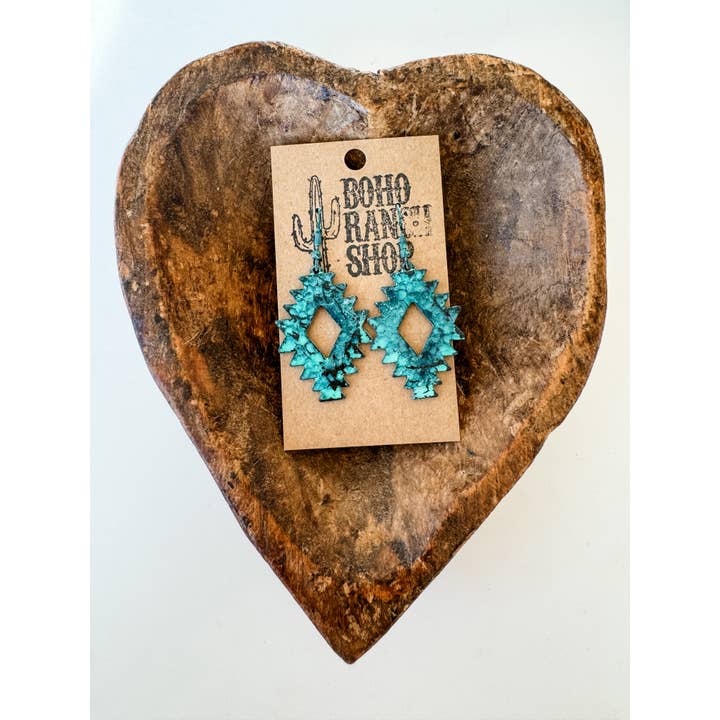 Boho Ranch Shop – wholesale Dangle earrings – Western Hammered Textured Aztec Dangle Earrings 1