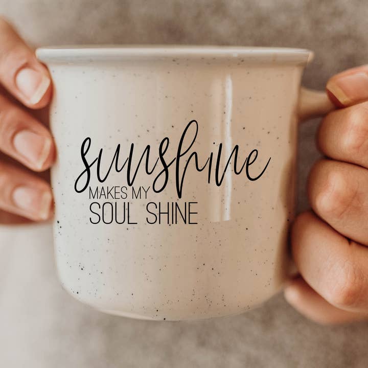 Summer Coffee Bar Decor, Ceramic Coffee Mugs, Sunshine Soul for wholesale by Gia Roma