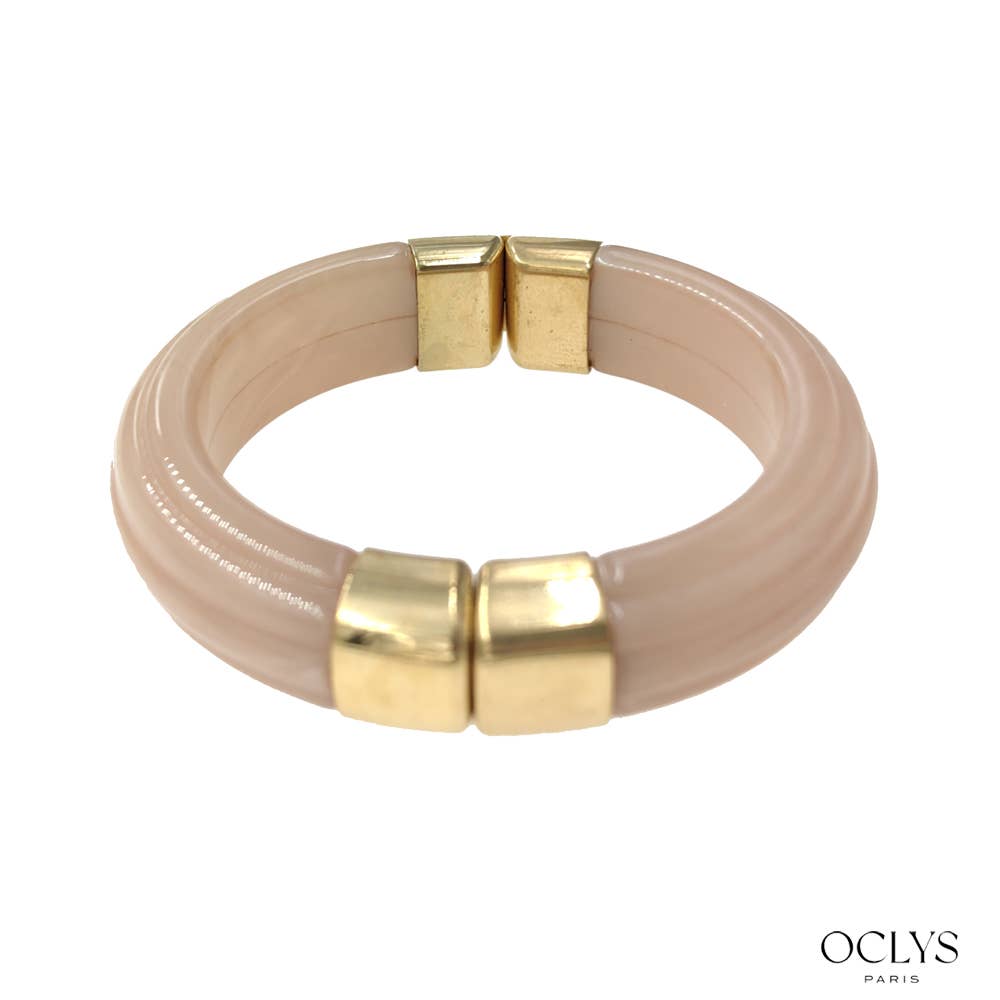 Oclys - Wholesale Bangle Bracelet - Open cuff bracelet in gold stainless steel resin Sara2