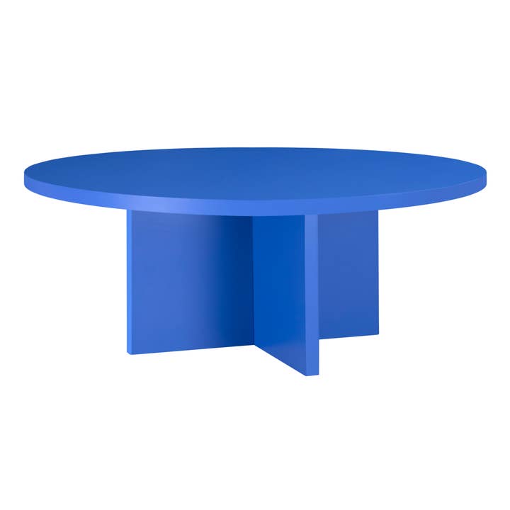 Round coffee table, 3cm top, Prussian blue, 100cm for wholesale by Really Nice Things