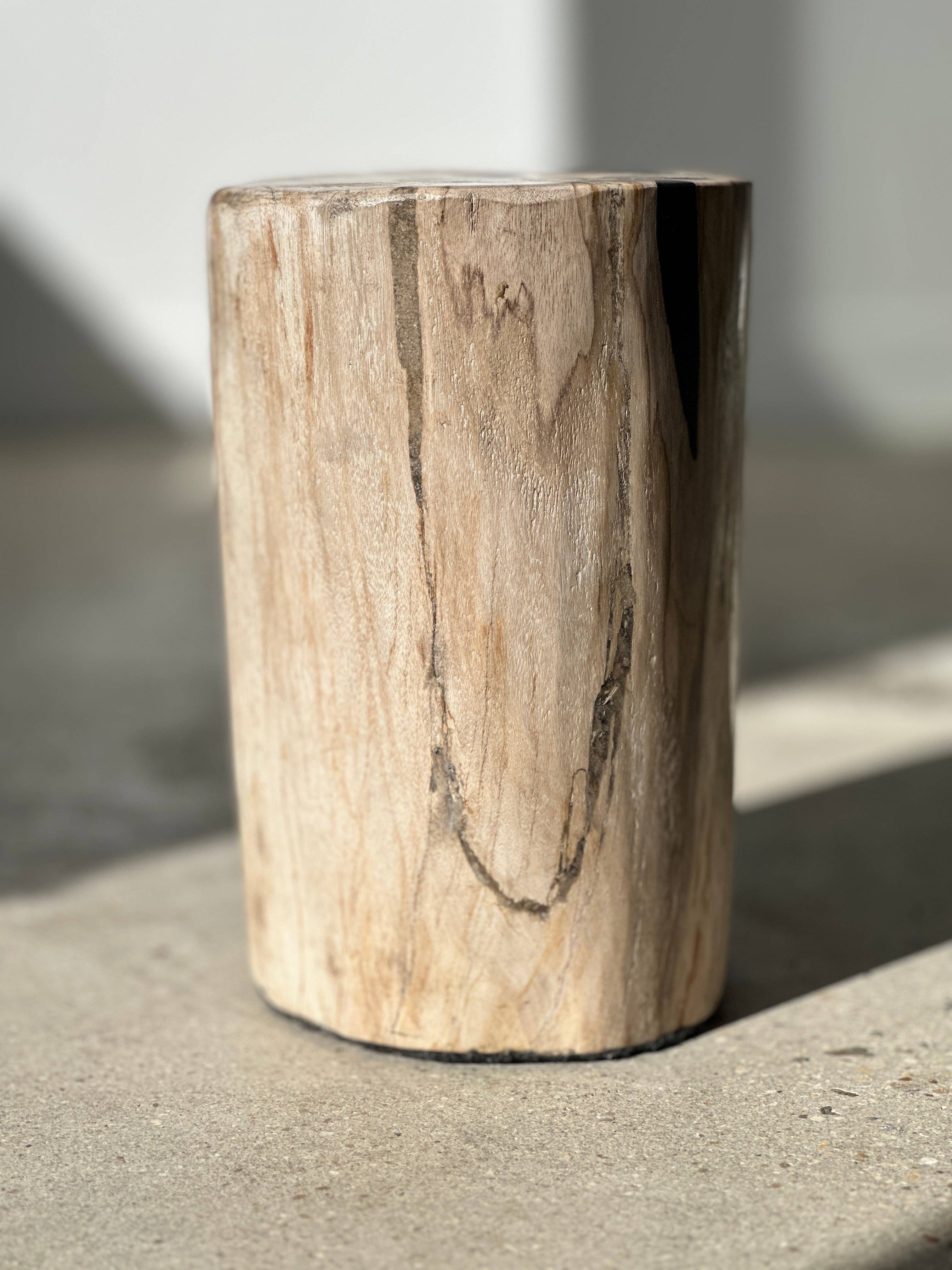 Office Objets - Wholesale Side Table - White petrified wood side table with black spots H:27.5 D:1857