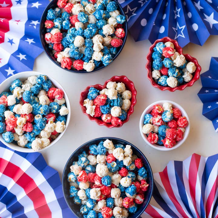 Deanan Gourmet Popcorn - Wholesale Popcorn - "Full Size" - Patriotic Vanilla Popcorn - 100 Count