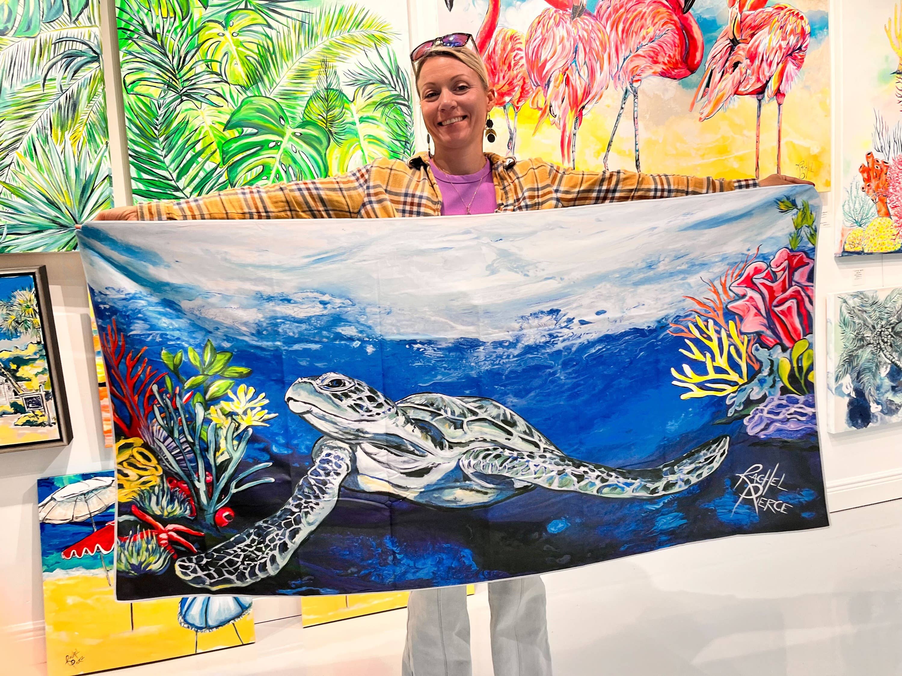 Rachel Pierce Art Gallery - Wholesale Beach Towel - Reef Turtle Microfiber Beach Towel