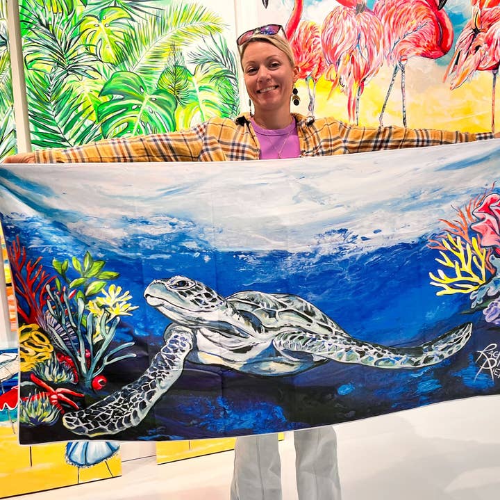 Reef Turtle Microfiber Beach Towel for wholesale by Rachel Pierce Art Gallery