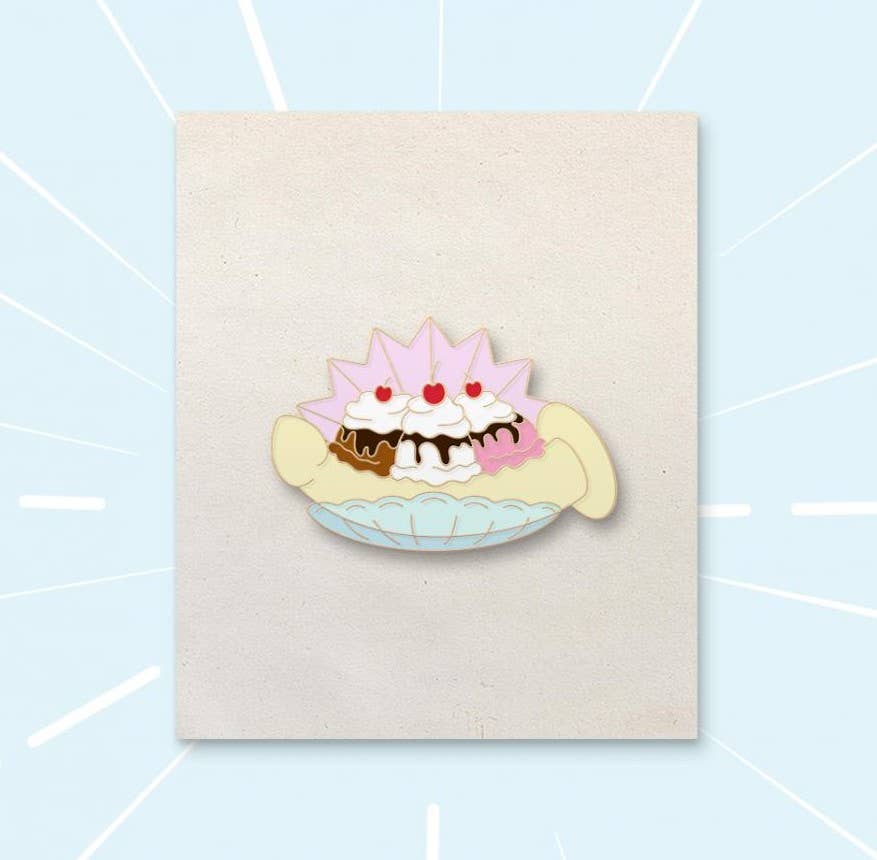 Microcosm Publishing & Distribution – wholesale Lapel pin/button – Banana Split Dildo Enamel Pin