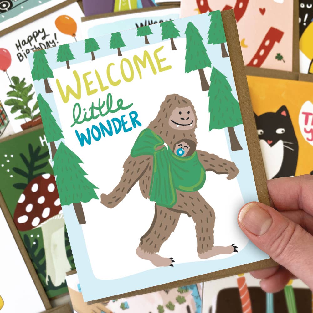 Kat French Design - Wholesale Baby Card - Welcome Wonder Bigfoot Baby Card1