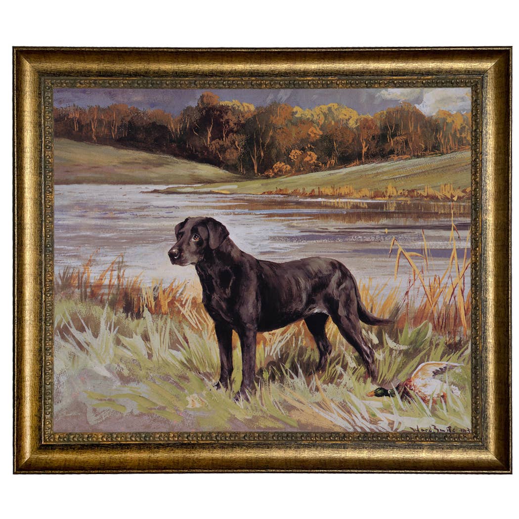 Madison Bay Co. - Historical Home Decor Reproductions - Wholesale Art Print - Labrador Retriever with Duck Framed Painting Print on Canvas67