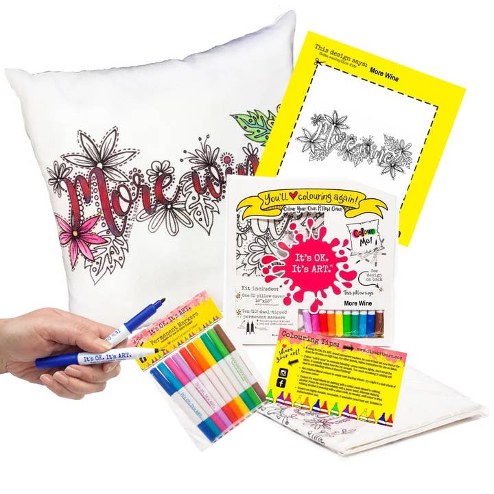 More Wine DIY Craft Adult Coloring Kit for wholesale by It's OK. It's ART.