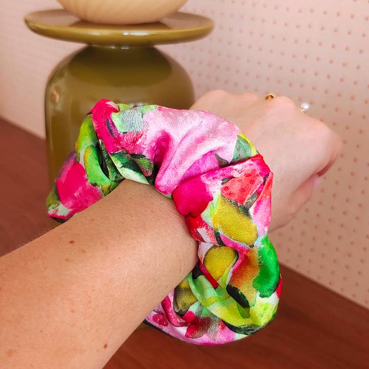 Coletero NANCY / poliéster estampado floral artístico rosa y verde para venta al por mayor de Laure Derrey