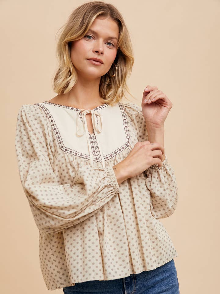 In Loom – wholesale Blouse – Women’s – COTTON BLEND FLORAL PEASANT BLOUSE