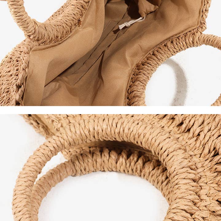 Funkyrel® Atzbranding Limited - Wholesale Tote Bag - Women's - Baggie - Handwoven Half-Moon Straw Tote Bag