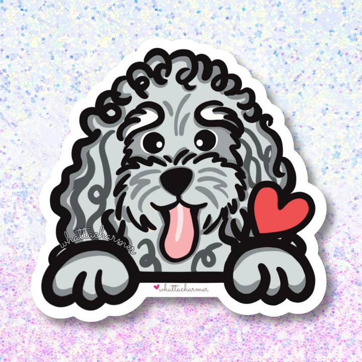 Standard Poodle Dog Sticker, Silver for wholesale by WhattaCharmer