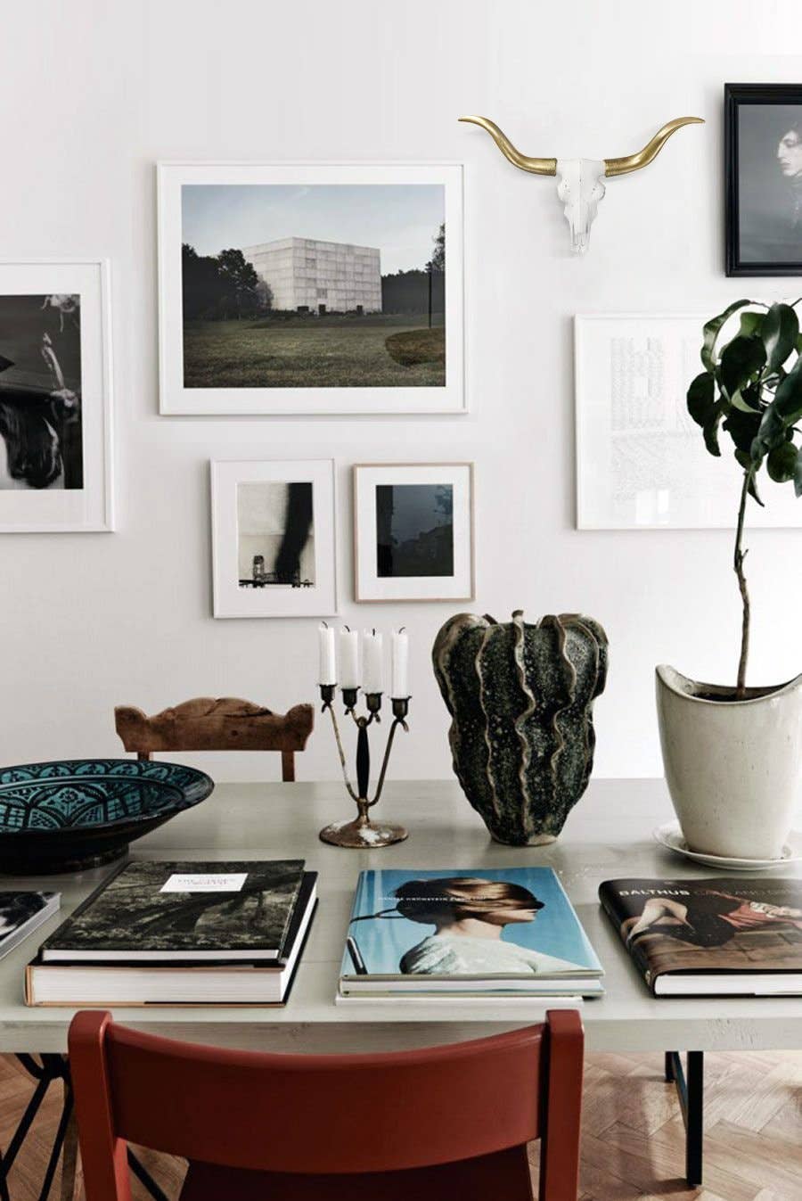 The Austin Large White + Gold Longhorn Cow Skull for wholesale on Faire3