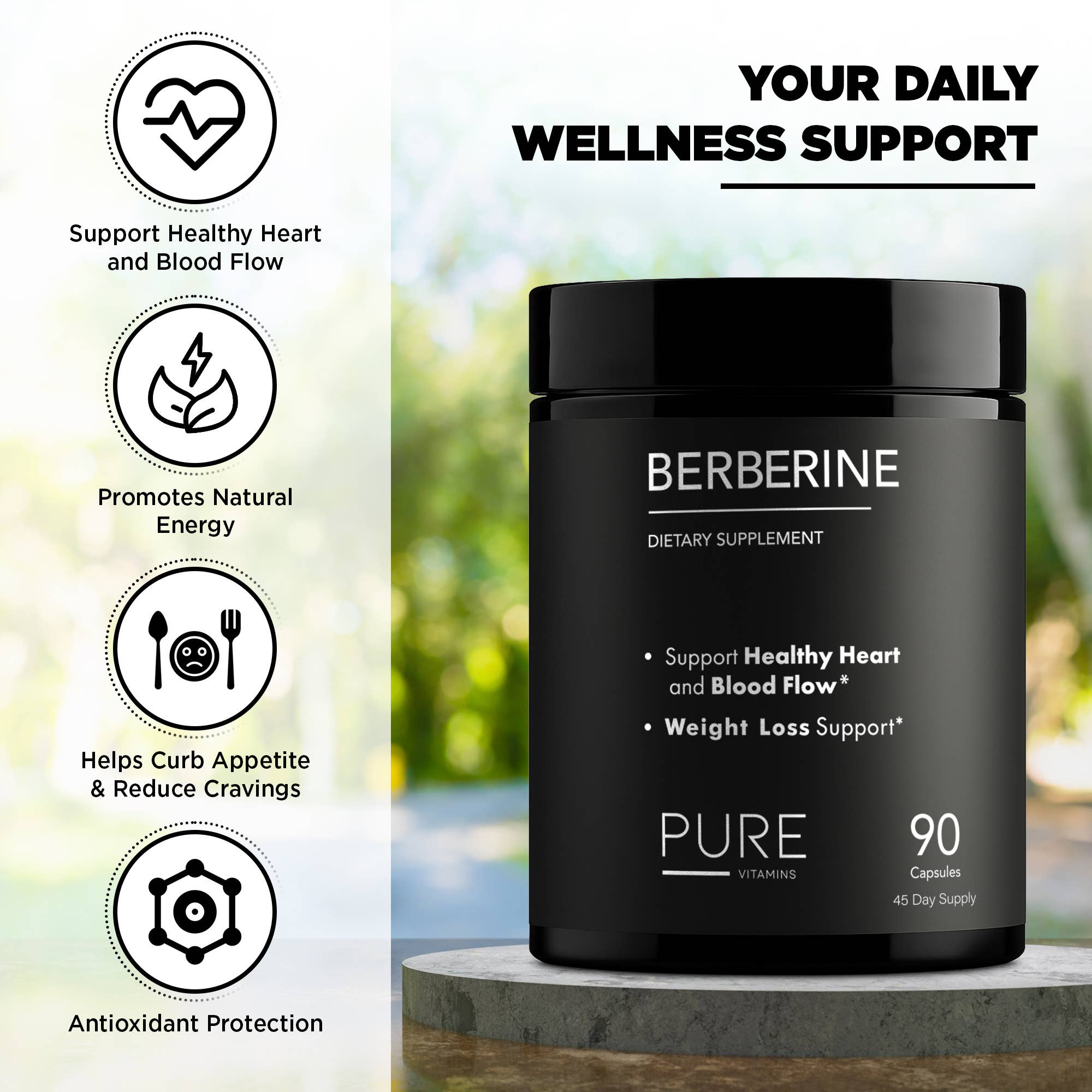 pure Vitamins - Wholesale Oral Supplement/Vitamin - Pure Vitamins Berberine HCl Capsules - 1200mg, 90 Capsules2