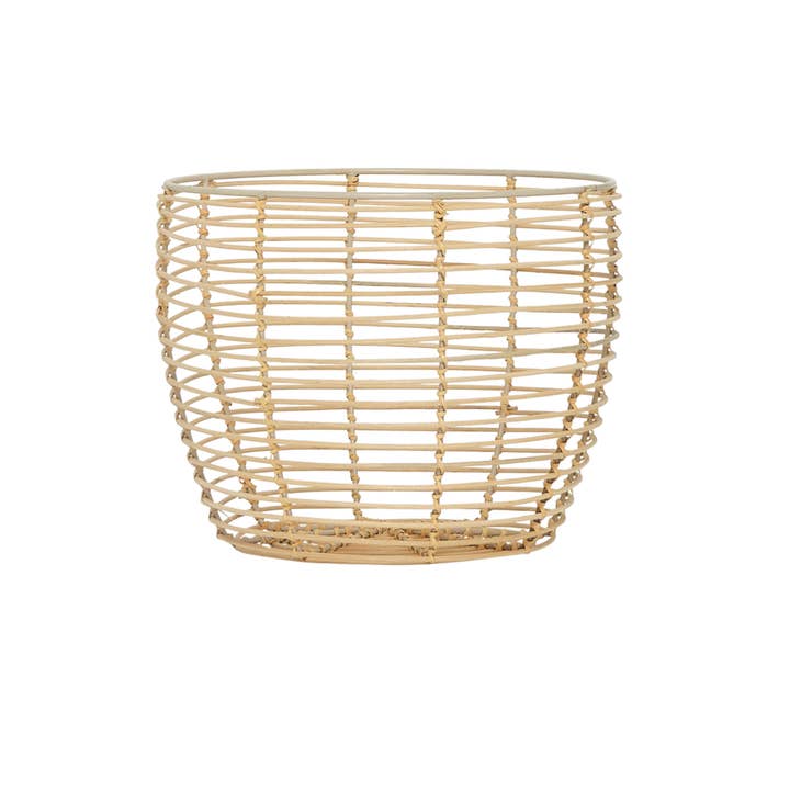 Handmade Round Rattan and Cane 10" Basket for wholesale by Amara
