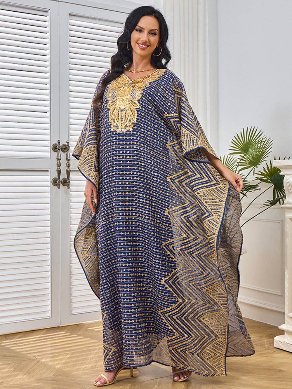 Blue 2025 NEW Dubai Abaya Dress Embroidered Elegance for wholesale on Faire2