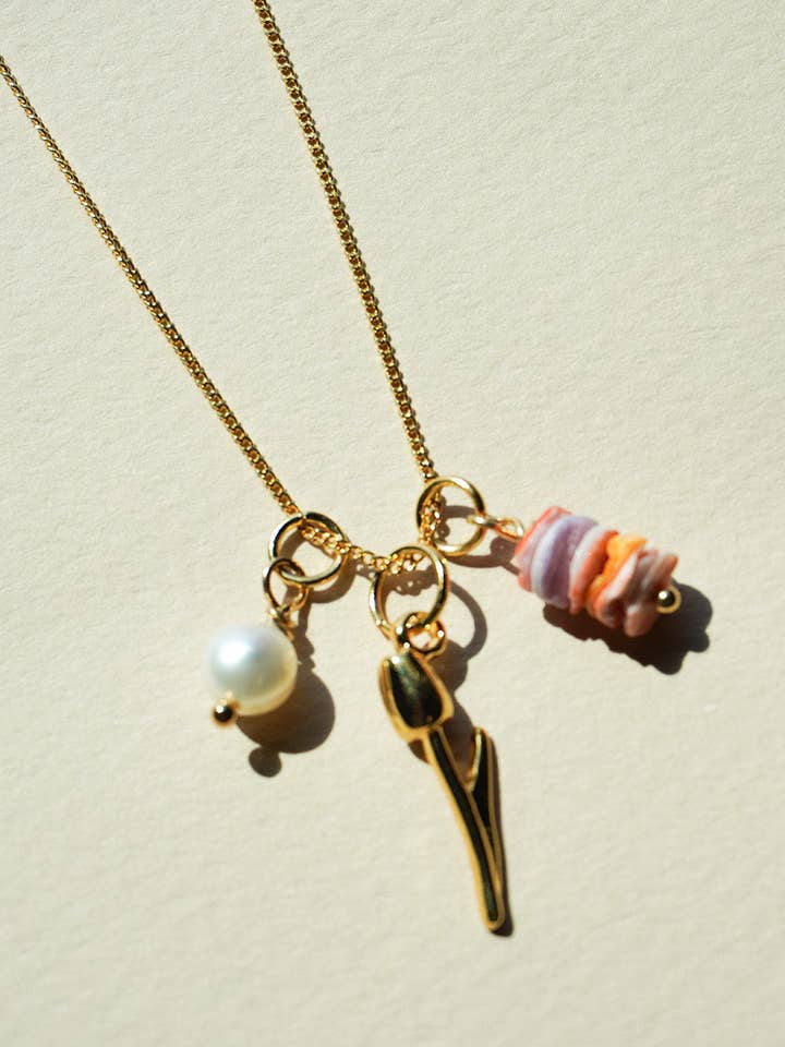 Tulip charm necklace for wholesale by Paulina Otero