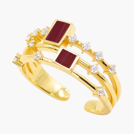 Eternal Glow Open Ring ✦ Red Garnet for wholesale by Romilt London