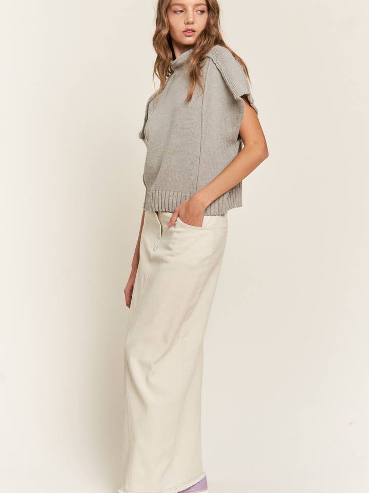 In the Beginning - Wholesale Sweater Vest - Women's - Gray Short Sleeved Sweater Vest