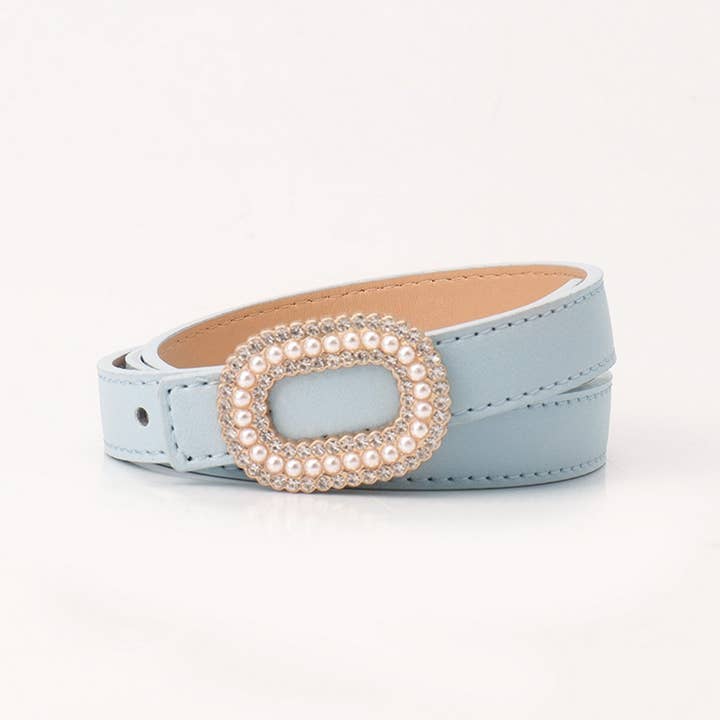 ACCITY - Wholesale Belt - Women's - CLASSIC VINTAGE RHINESTONE PEARL BUCKLE BELT_CWABE0389