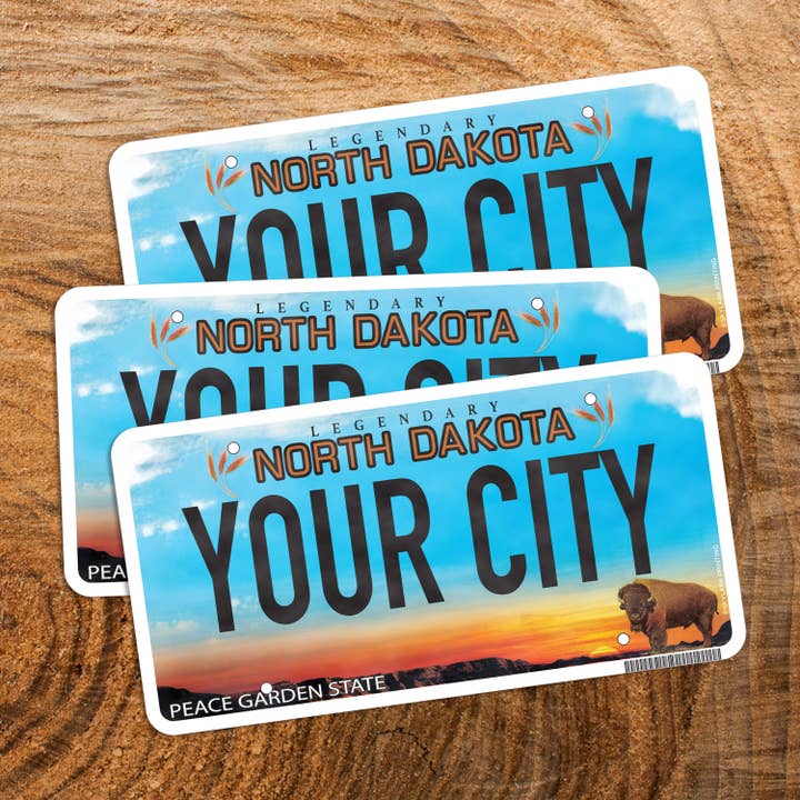 North Dakota Custom License Plate Souvenir Sticker for wholesale by Skylark Printing