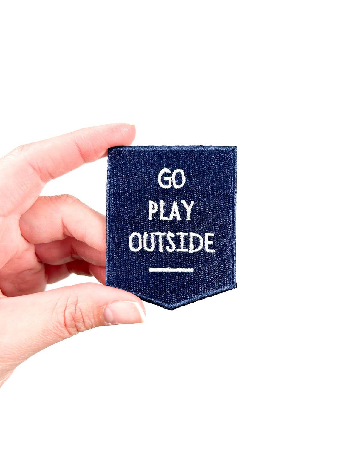 Field Trip Threads - Wholesale Patch - Navy Go Play Outside Iron-On Patch Embroidered Patch Nature