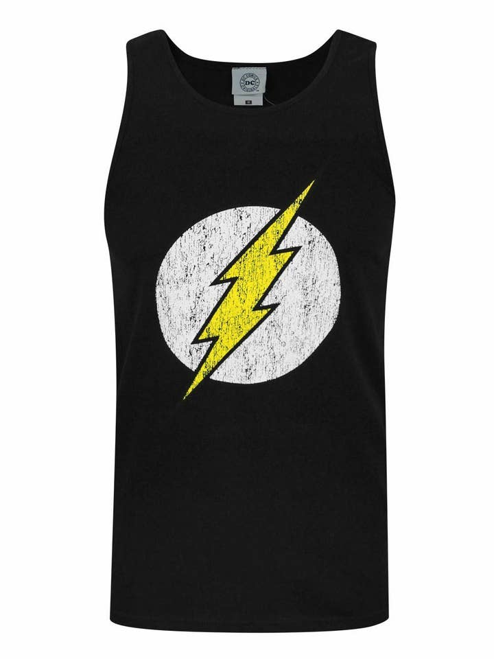 Colete Preto com Logótipo Desgastado do Flash para Homem da DC Comics por atacado de Vanilla Underground