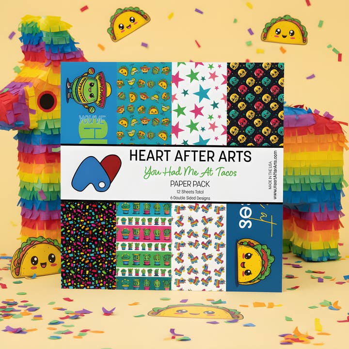 Cinco De Mayo Taco Nacho Fiesta Pinata Scrapbook Paper for wholesale by Heart After Arts