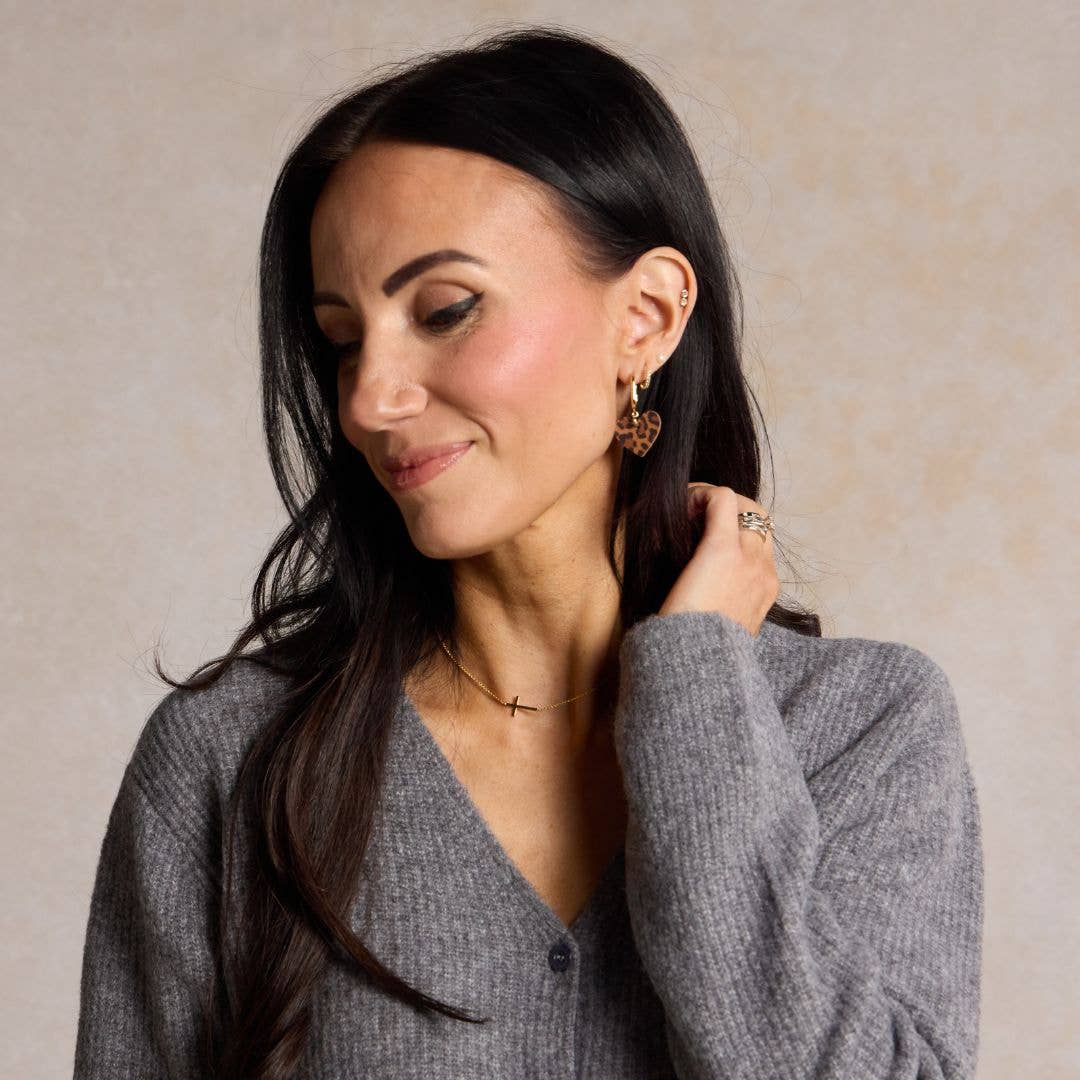 Nickel and Suede - Wholesale Dangle Earrings - Spotted Leopard Quinn1