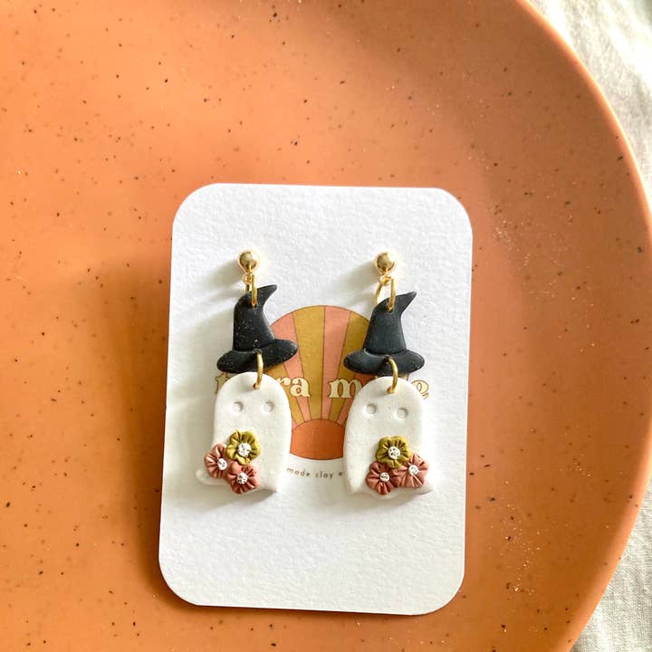 Terra Made - Wholesale Dangle Earrings - Floral witchy ghost dangle earrings