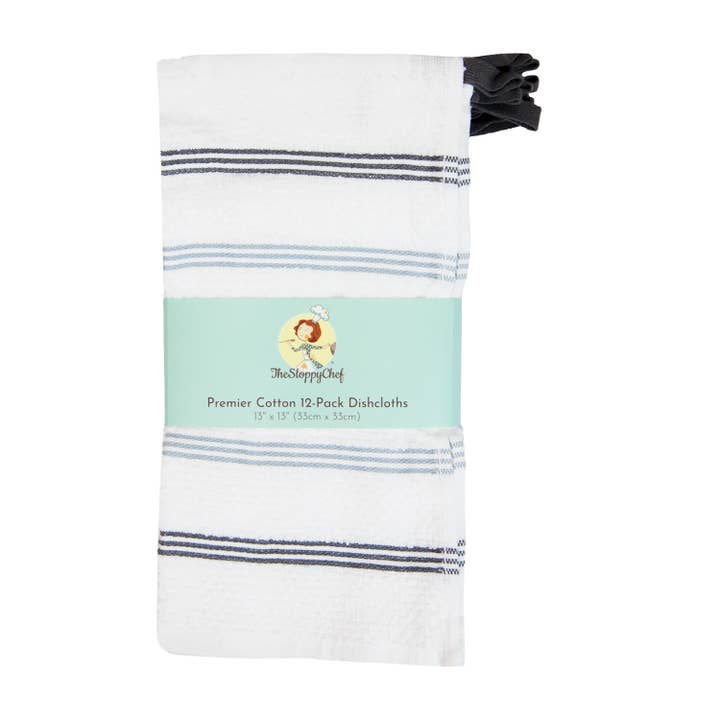 Arkwright Home - Wholesale Dishcloth - Striped Cotton Dishcloths - 12 Pack - Looped - Retail Ready2