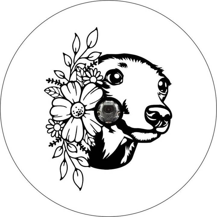 Dirty Acres - Wholesale Car Decorative Charm - Unisex - Greyhound With Flowers White Spare Tire Cover