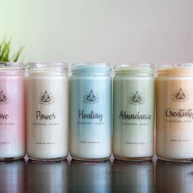 Crystal by Khrystle - Wholesale Jar/Filled Candle - Hidden Crystal Intention Candle