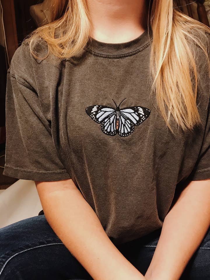 Molly Louise Shop – wholesale T-shirt – women's – Embroidered Butterfly T-Shirt1