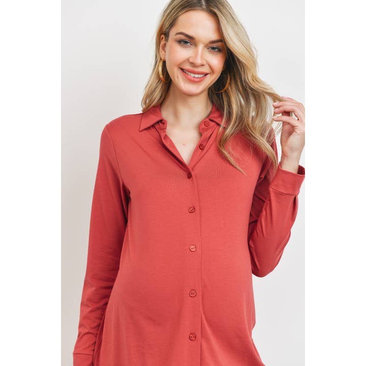 Hello Miz - Vente Chemise à col boutonné – femme - Haut de maternité boutonné à manches longues7