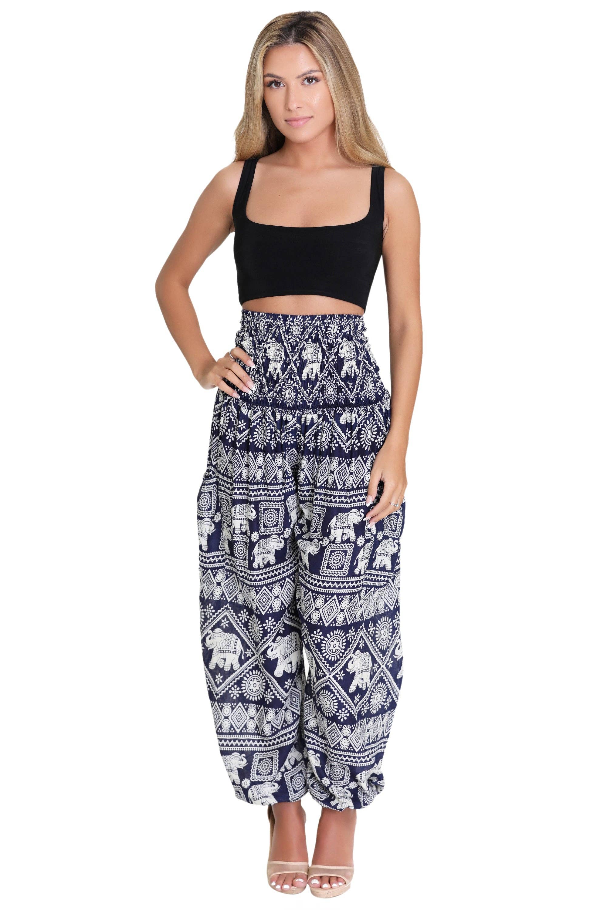 Assorted Boho Elephant Print Pants THP-9117 for wholesale on Faire1
