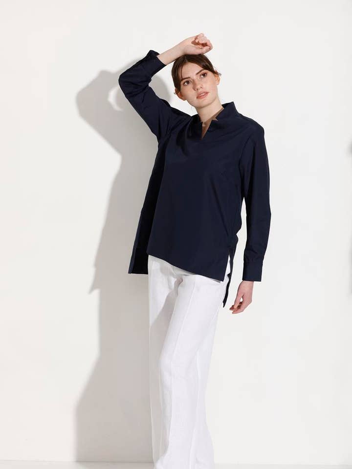 Shay - Blue Poles - Chemise en coton - Fabriqué en Australie pour la vente par Tale the Label